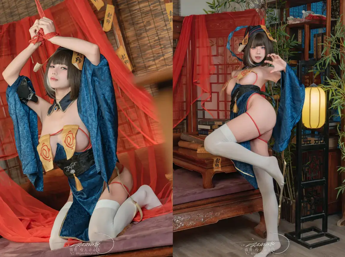 黏黏团子兔（咬一口兔娘）- 4月作品『华甲僵尸夜』73P+1V 只是长胖
